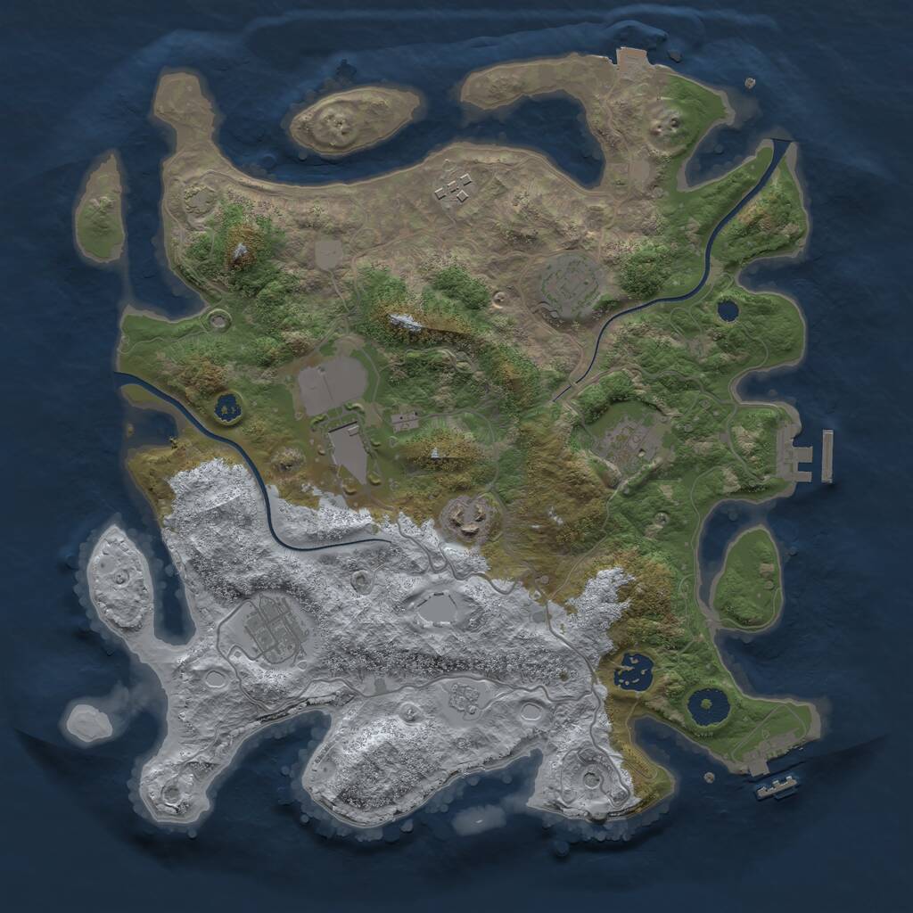 Rust Map: Procedural Map, Size: 3500, Seed: 1471449473, 13 Monuments