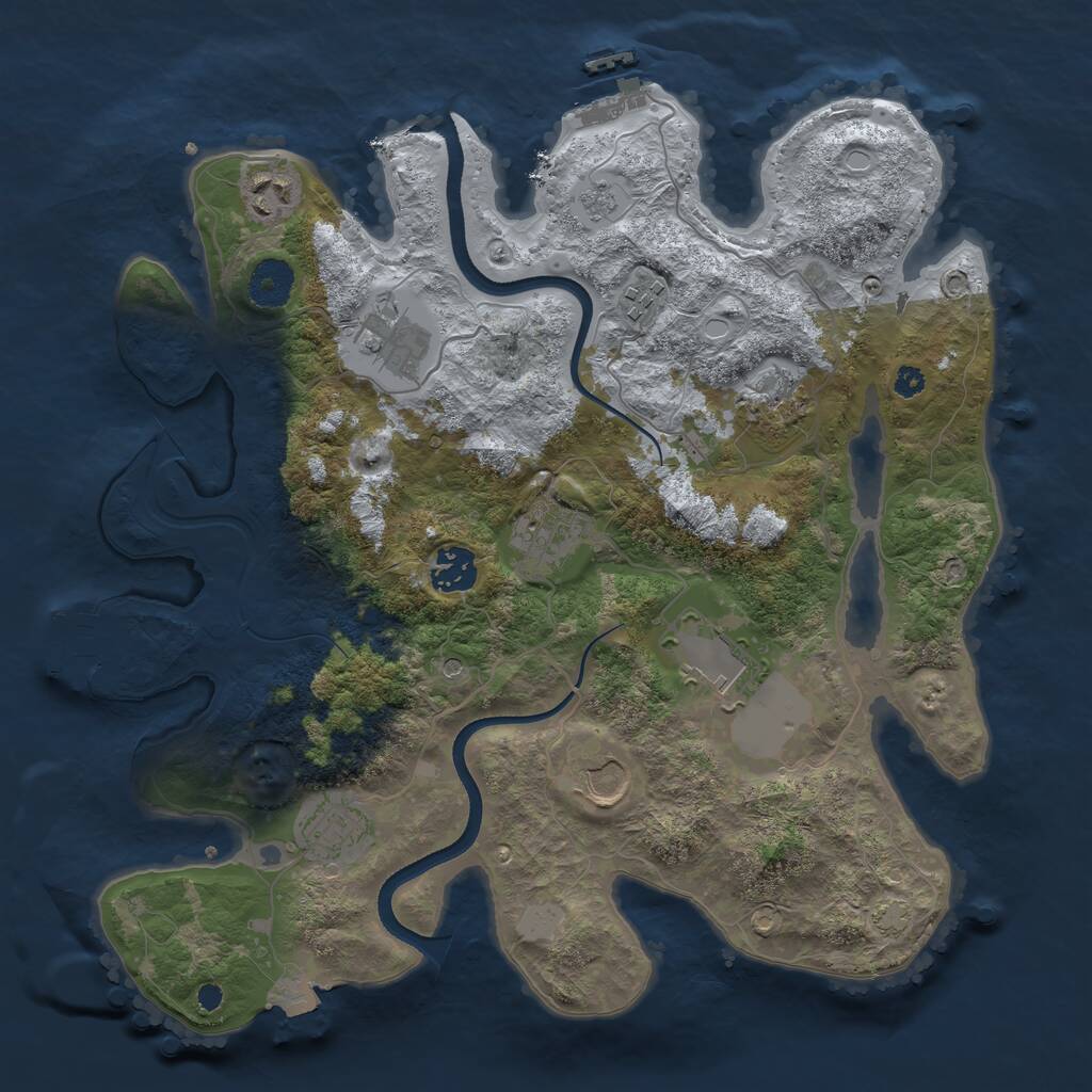 Rust Map: Procedural Map, Size: 3500, Seed: 1242463118, 15 Monuments