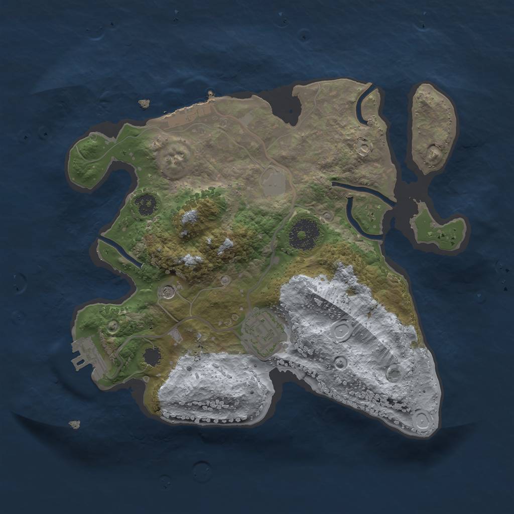 Rust Map: Procedural Map, Size: 2500, Seed: 3849, 9 Monuments
