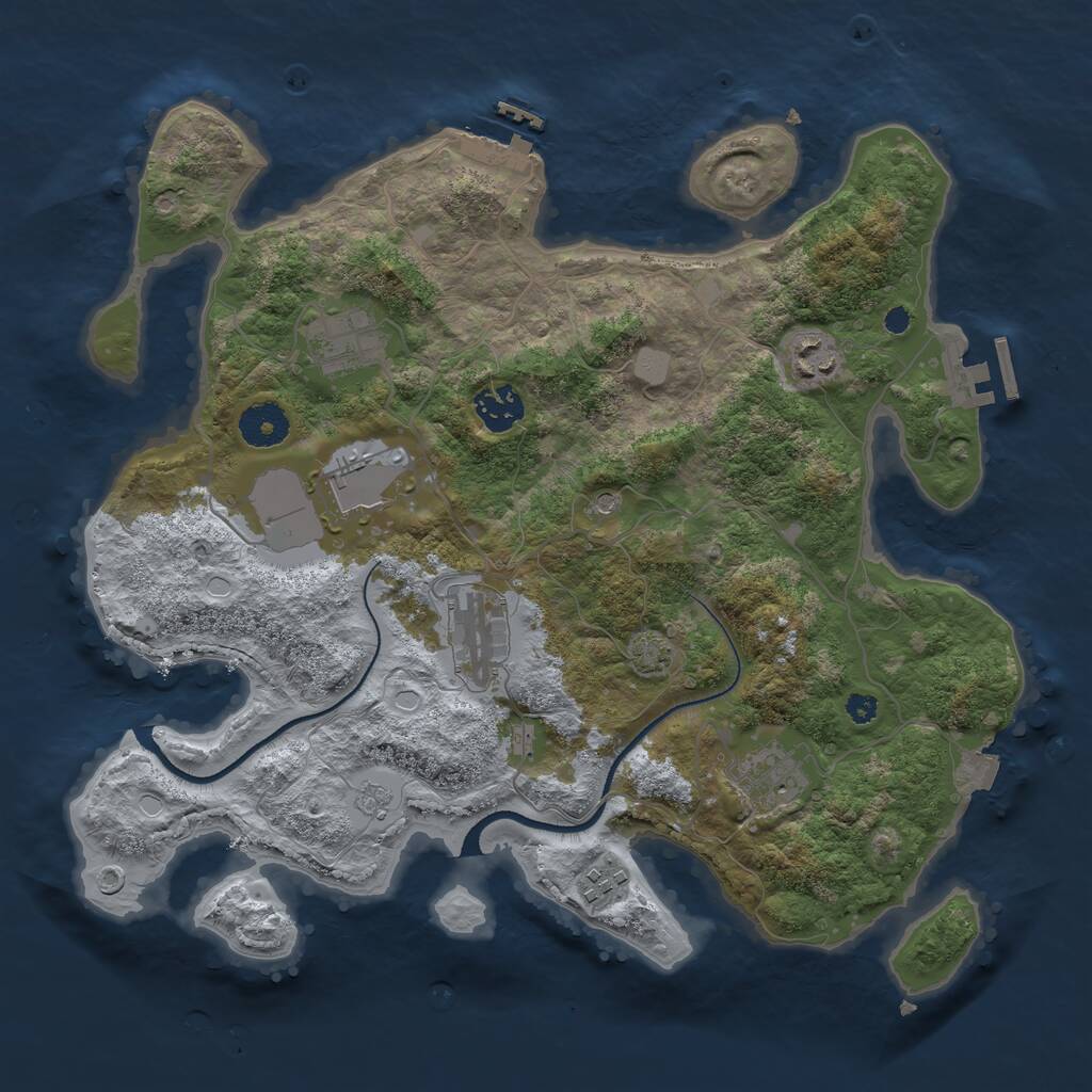 Rust Map: Procedural Map, Size: 3500, Seed: 226594341, 13 Monuments