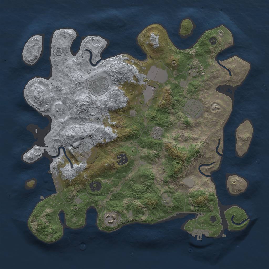 Rust Map: Procedural Map, Size: 3500, Seed: 21000, 17 Monuments