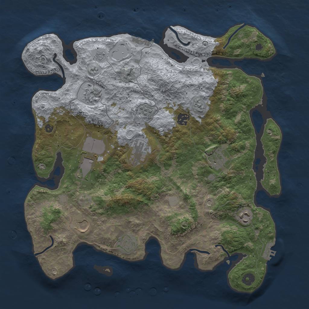 Rust Map: Procedural Map, Size: 3750, Seed: 441862058, 18 Monuments