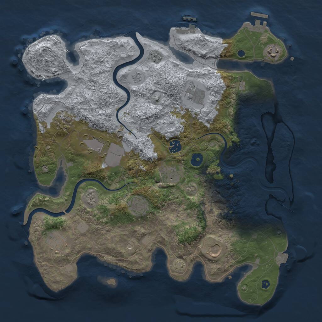 Rust Map: Procedural Map, Size: 3750, Seed: 441862058, 16 Monuments
