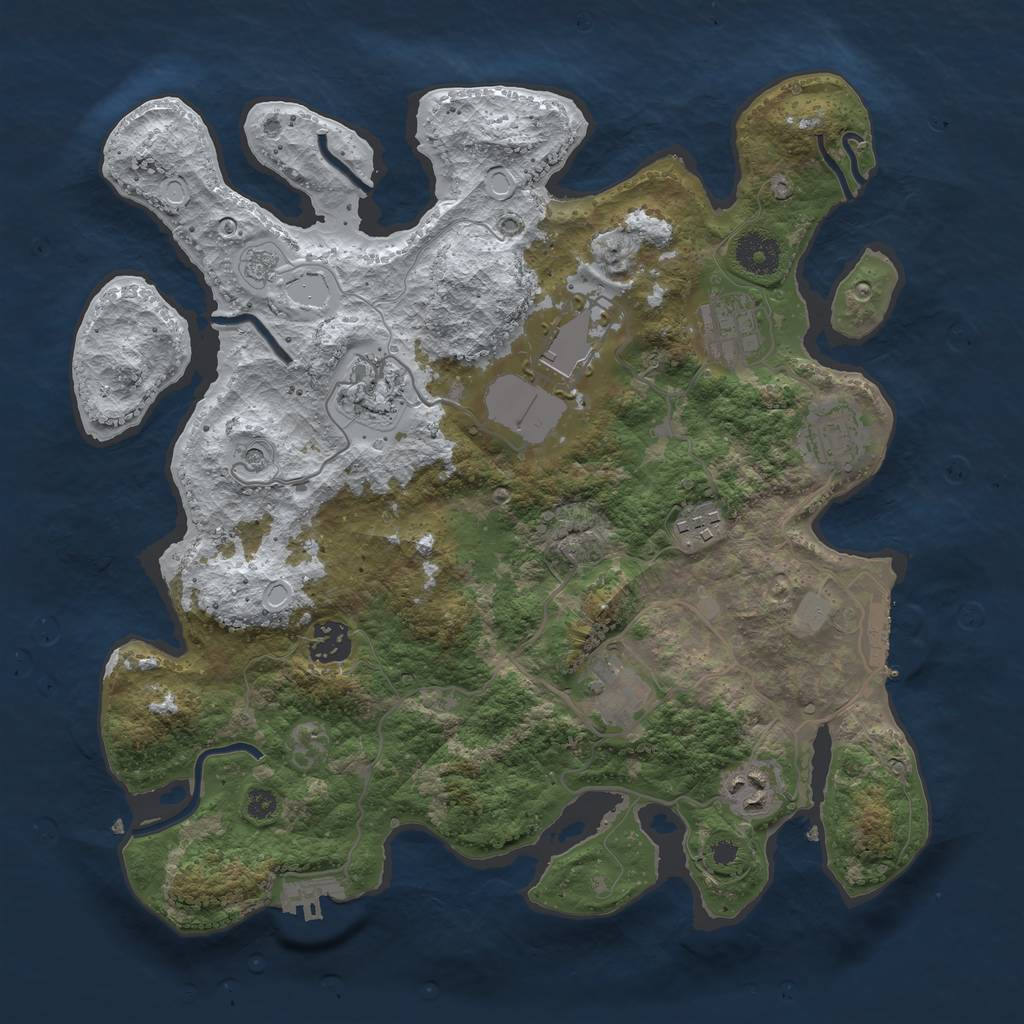 Rust Map: Procedural Map, Size: 3500, Seed: 1855616212, 17 Monuments