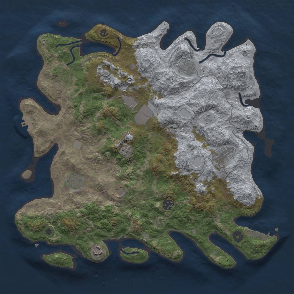 Rust Map: Procedural Map, Size: 4000, Seed: 599018, 18 Monuments