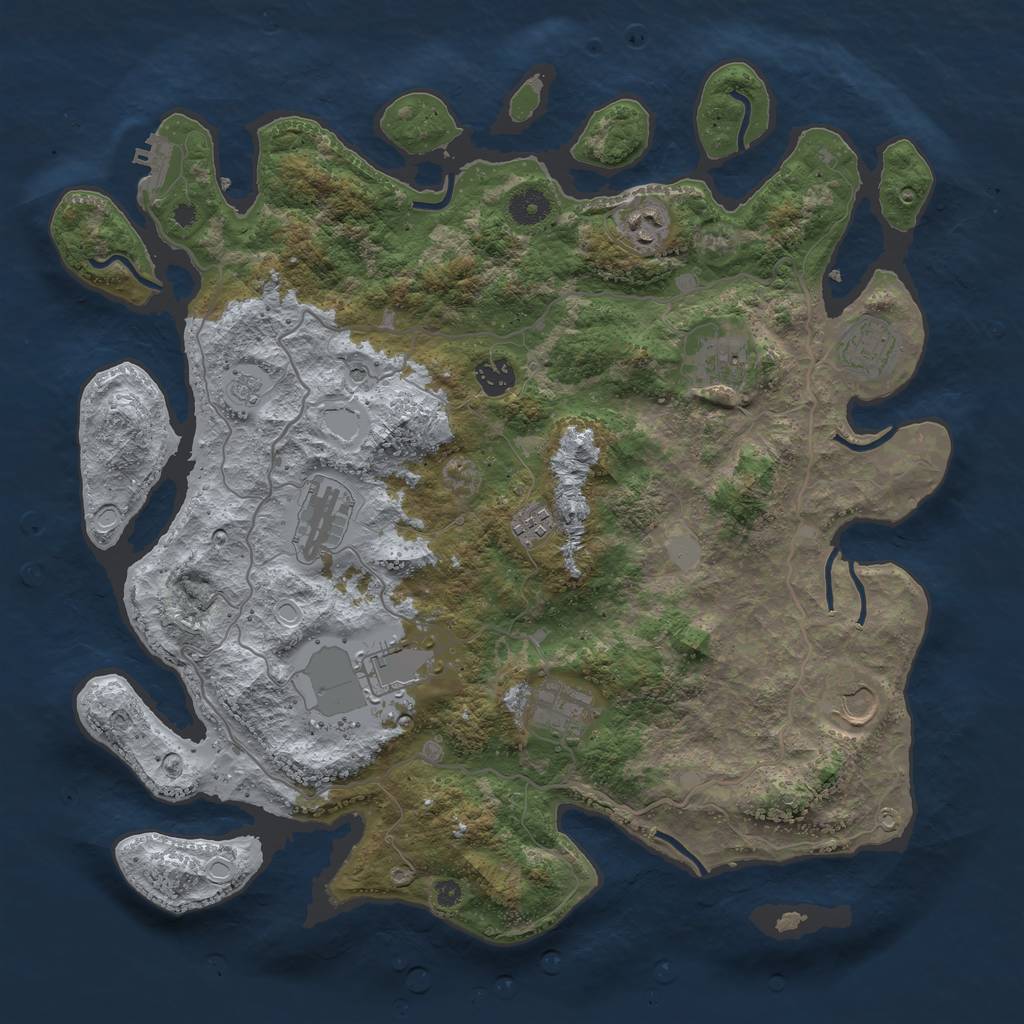 Rust Map: Procedural Map, Size: 4000, Seed: 770164, 17 Monuments