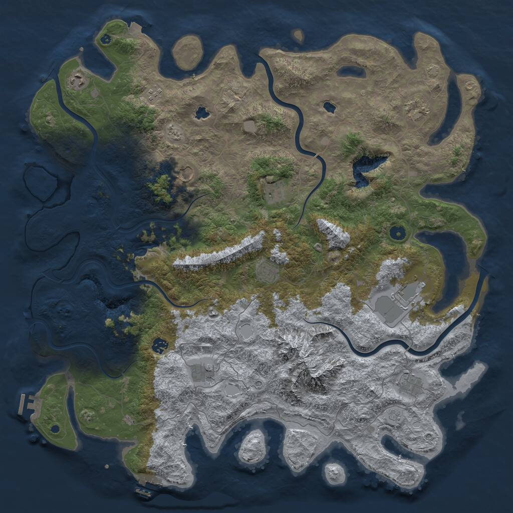 Rust Map: Procedural Map, Size: 5000, Seed: 13405424, 16 Monuments