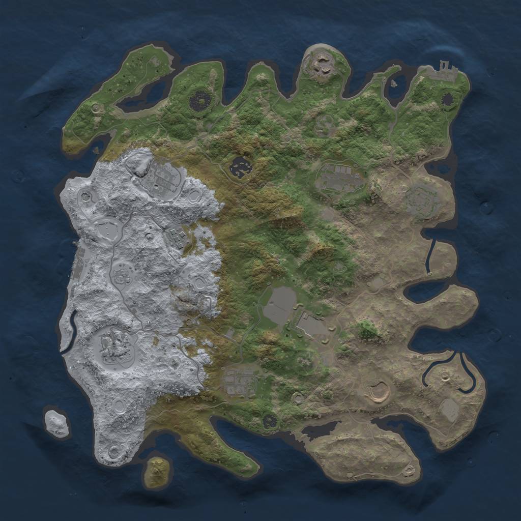 Rust Map: Procedural Map, Size: 3700, Seed: 1258641672, 19 Monuments