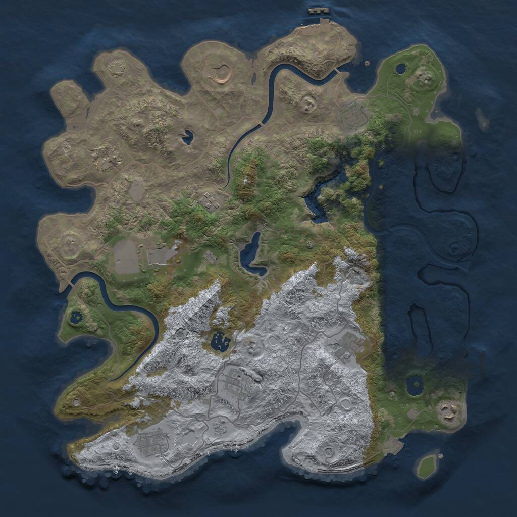 Rust Map: Procedural Map, Size: 4000, Seed: 283741123, 16 Monuments