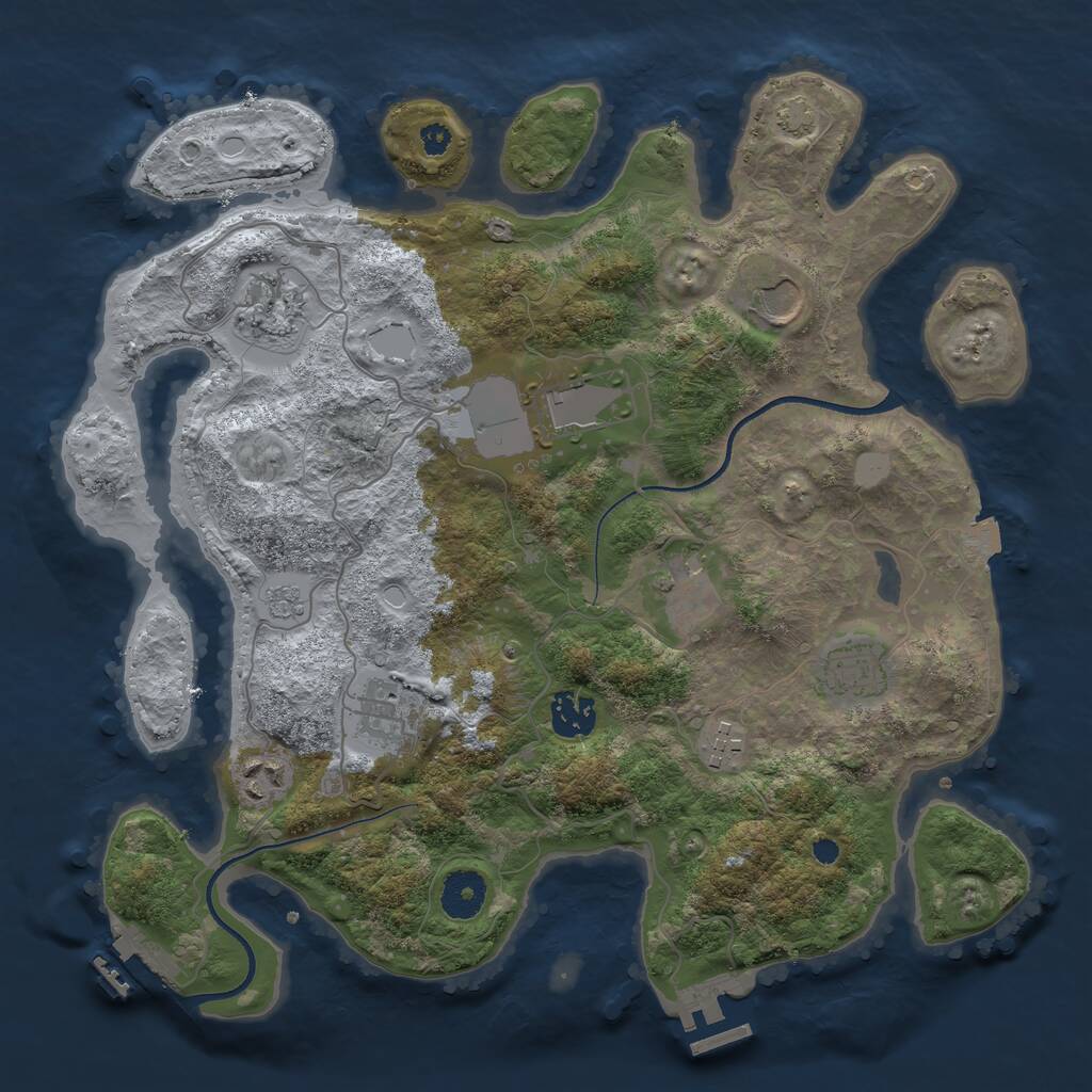 Rust Map: Procedural Map, Size: 3500, Seed: 129612, 14 Monuments