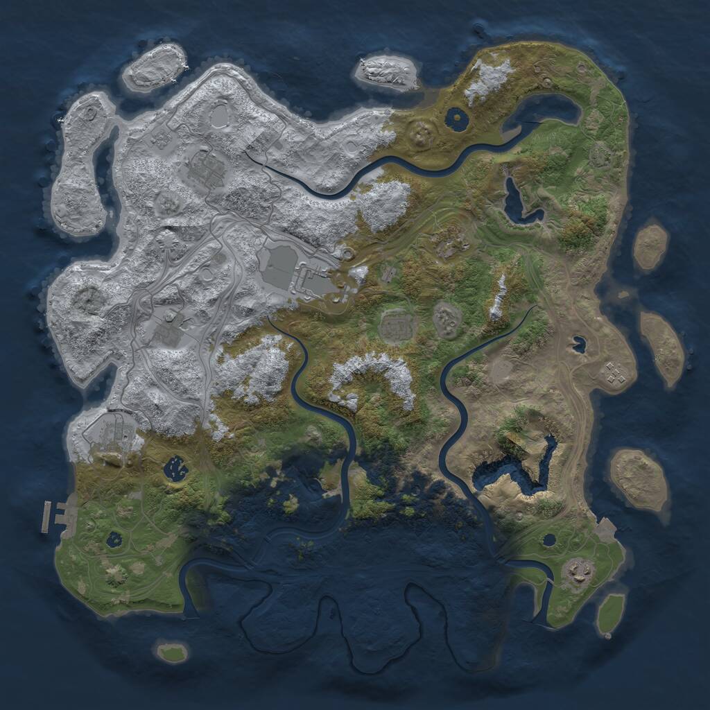 Rust Map: Procedural Map, Size: 4500, Seed: 1105, 14 Monuments