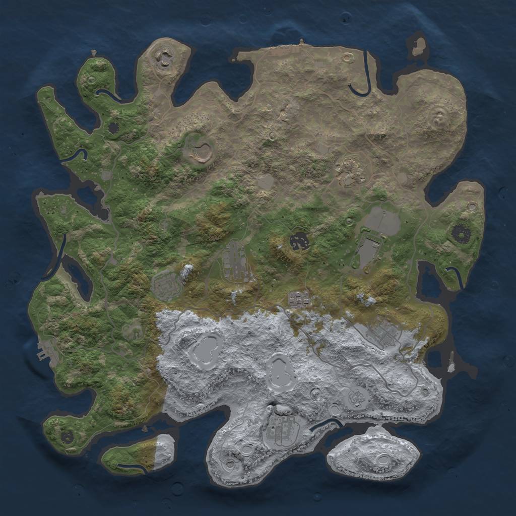 Rust Map: Procedural Map, Size: 4000, Seed: 700351, 19 Monuments