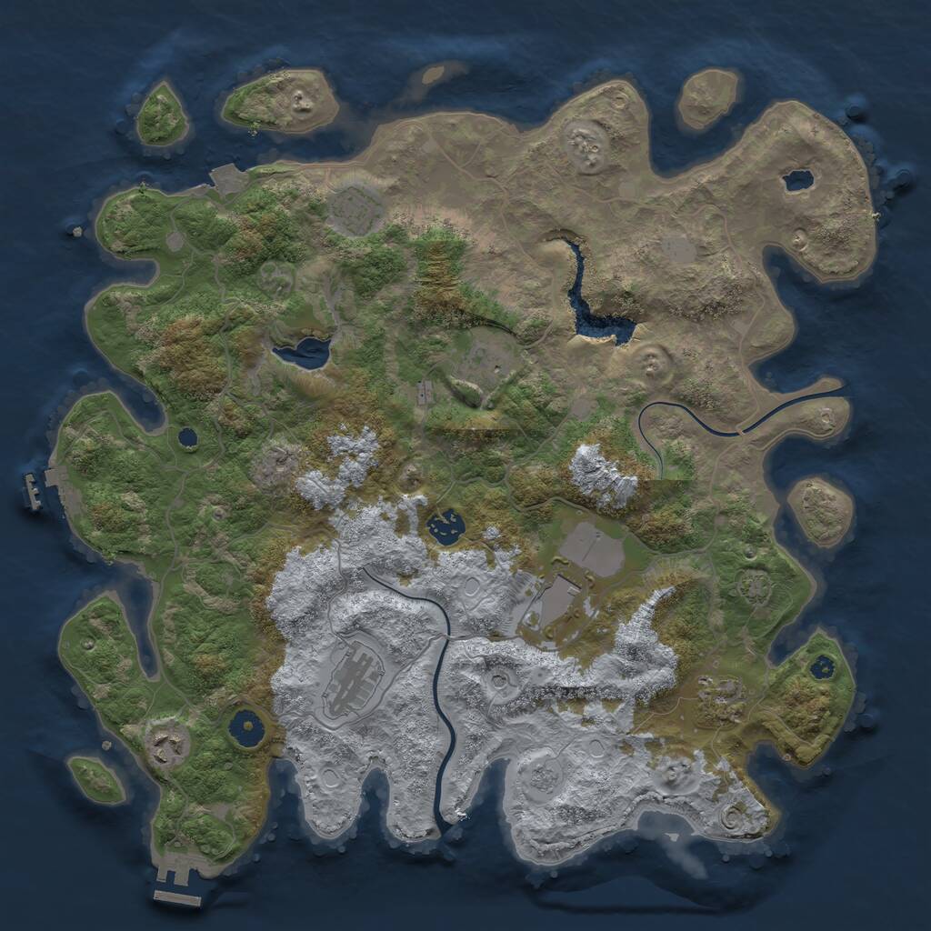 Rust Map: Procedural Map, Size: 4000, Seed: 118181614, 13 Monuments