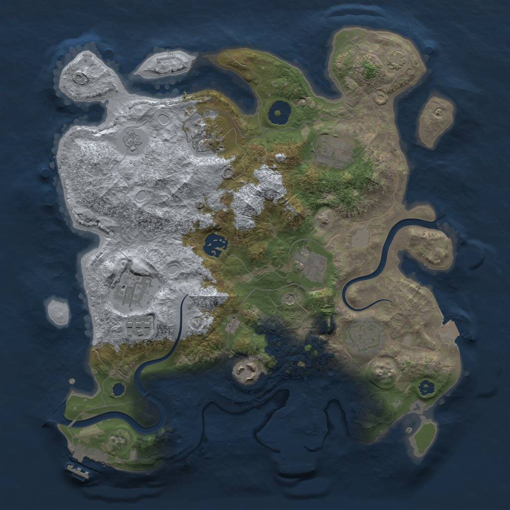 Rust Map: Procedural Map, Size: 3300, Seed: 1272539195, 14 Monuments