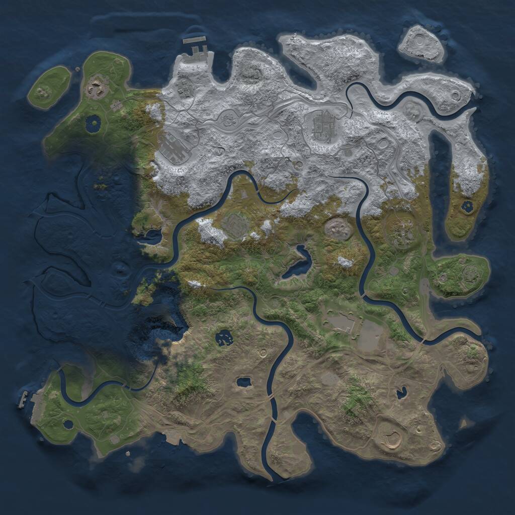 Rust Map: Procedural Map, Size: 4500, Seed: 1865549414, 15 Monuments
