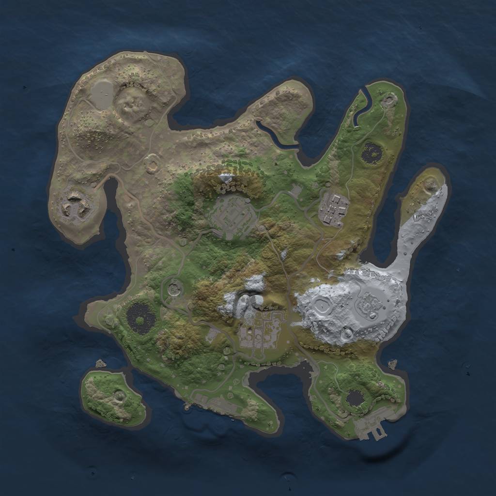 Rust Map: Procedural Map, Size: 2500, Seed: 1814910312, 13 Monuments