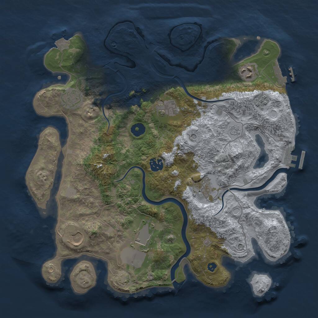 Rust Map: Procedural Map, Size: 3500, Seed: 102030, 14 Monuments