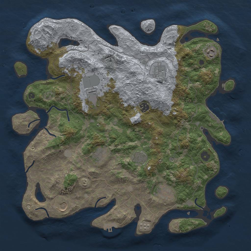 Rust Map: Procedural Map, Size: 4000, Seed: 1447917129, 18 Monuments
