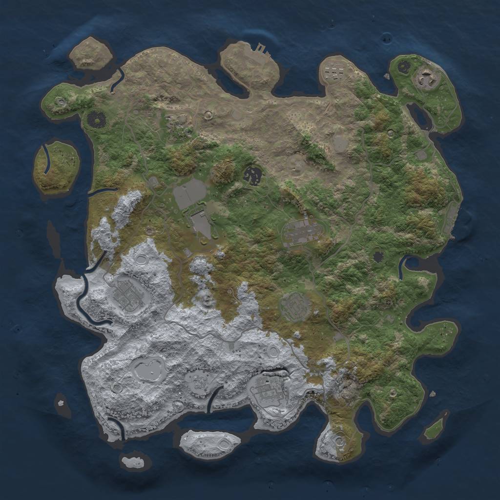 Rust Map: Procedural Map, Size: 4000, Seed: 931123, 18 Monuments