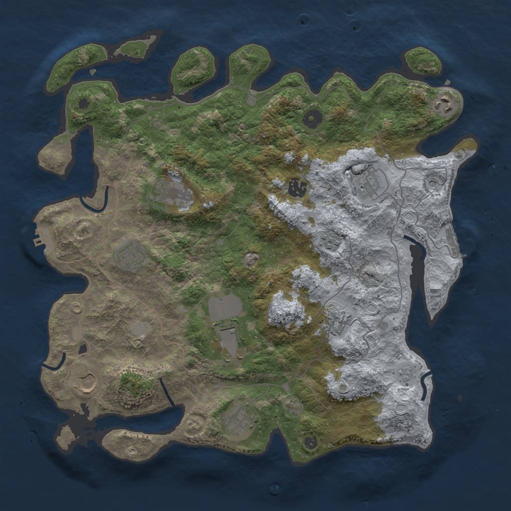 Rust Map: Procedural Map, Size: 4000, Seed: 360511, 19 Monuments