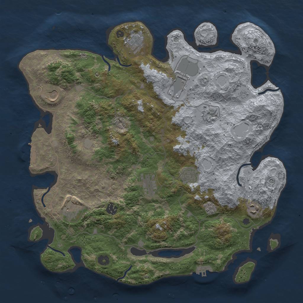 Rust Map: Procedural Map, Size: 4000, Seed: 537117, 19 Monuments