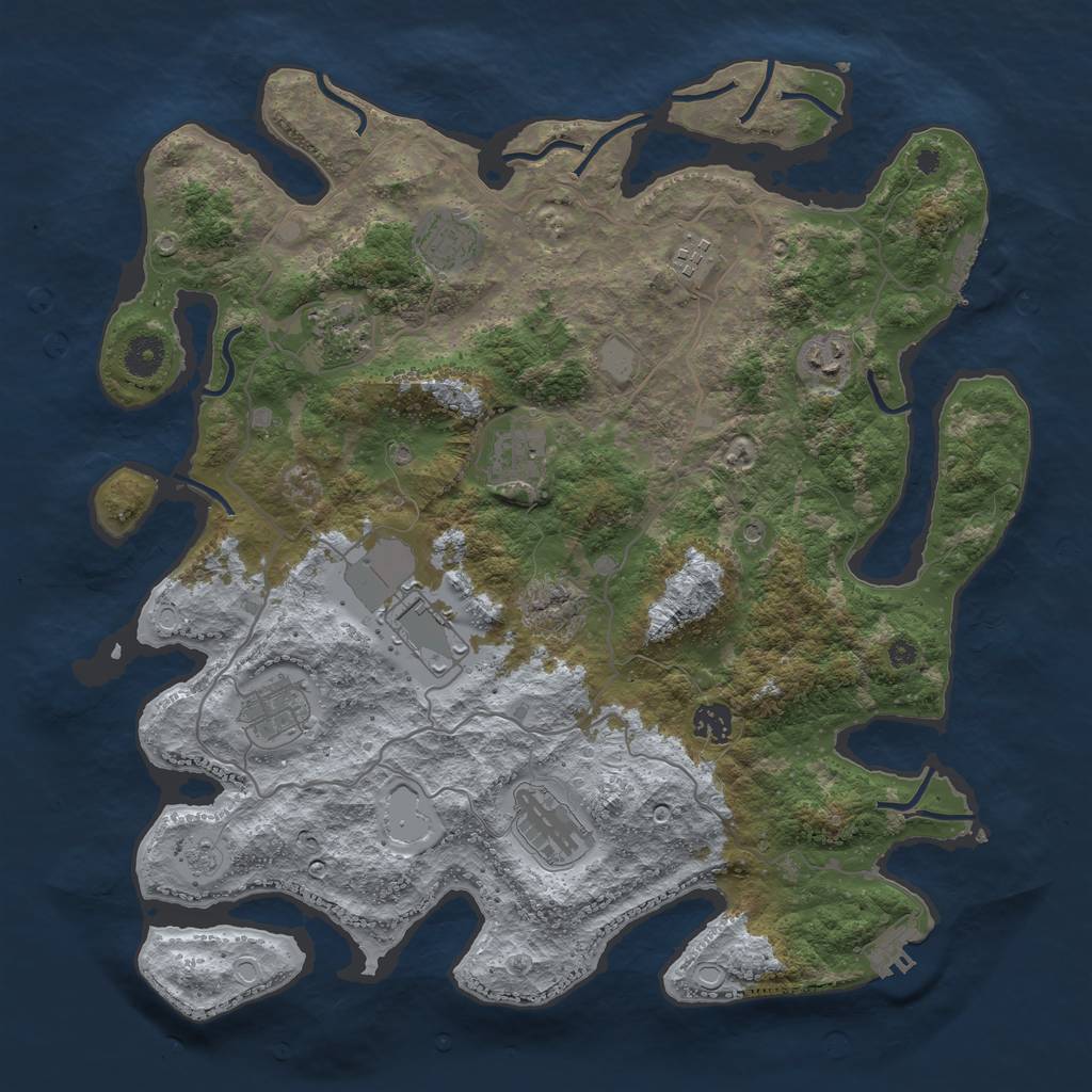 Rust Map: Procedural Map, Size: 4000, Seed: 929604, 18 Monuments