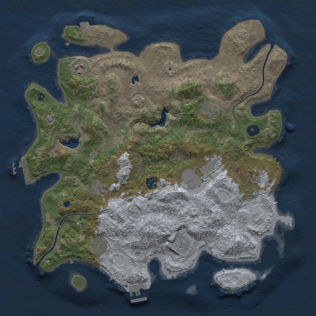 Rust Map: Procedural Map, Size: 4000, Seed: 743112, 14 Monuments