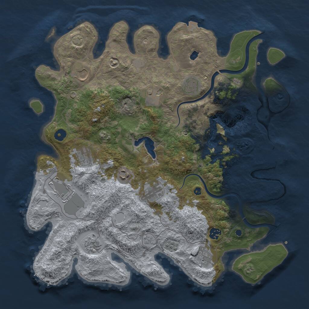 Rust Map: Procedural Map, Size: 4000, Seed: 709843, 16 Monuments