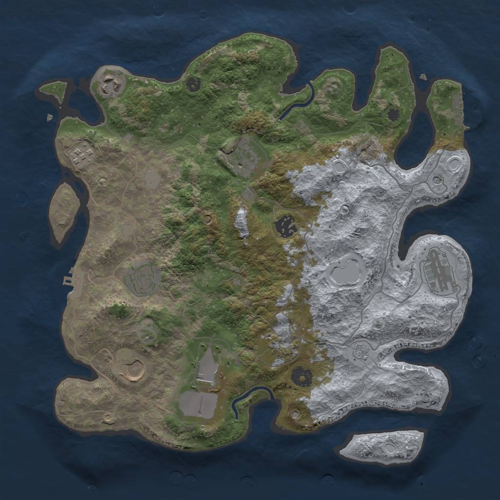 Rust Map: Procedural Map, Size: 3500, Seed: 1199282096, 18 Monuments