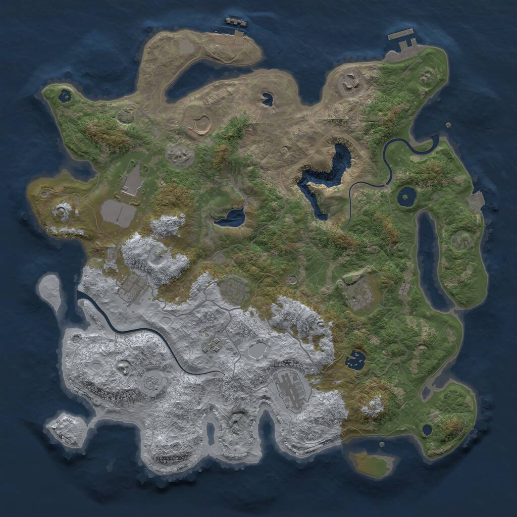 Rust Map: Procedural Map, Size: 4000, Seed: 883009, 15 Monuments