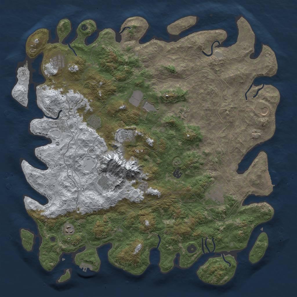 Rust Map: Procedural Map, Size: 5000, Seed: 542314, 20 Monuments