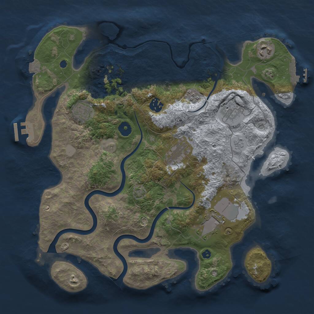 Rust Map: Procedural Map, Size: 3500, Seed: 1148071128, 13 Monuments