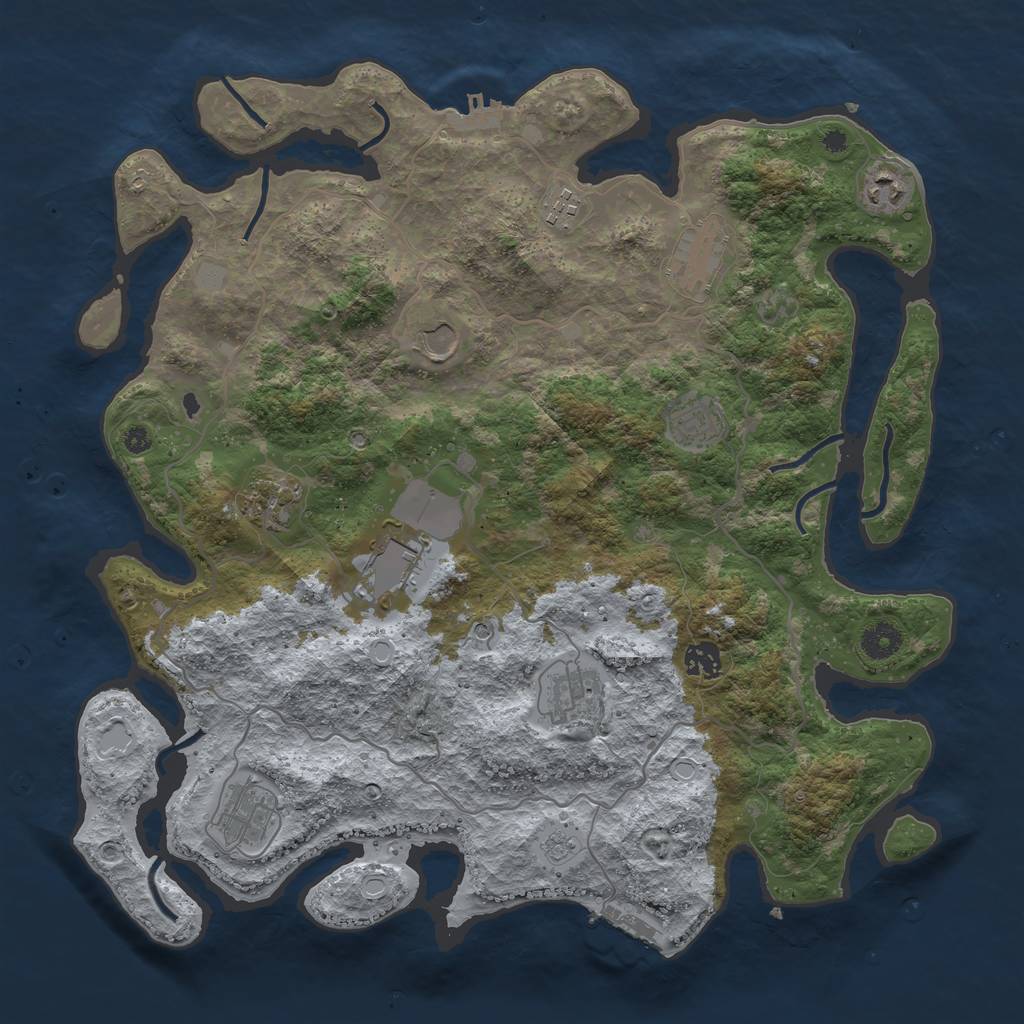 Rust Map: Procedural Map, Size: 4000, Seed: 317287, 19 Monuments