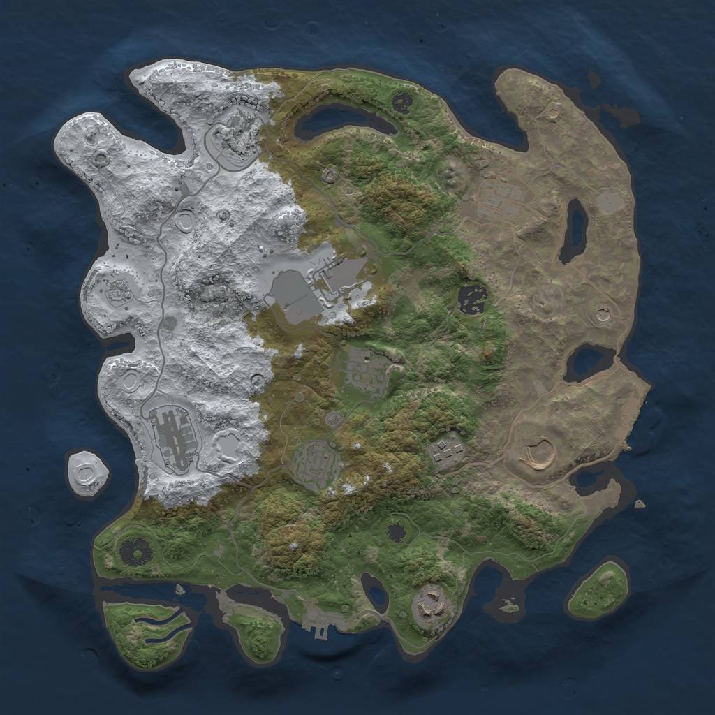 Rust Map: Procedural Map, Size: 3500, Seed: 1414860413, 19 Monuments