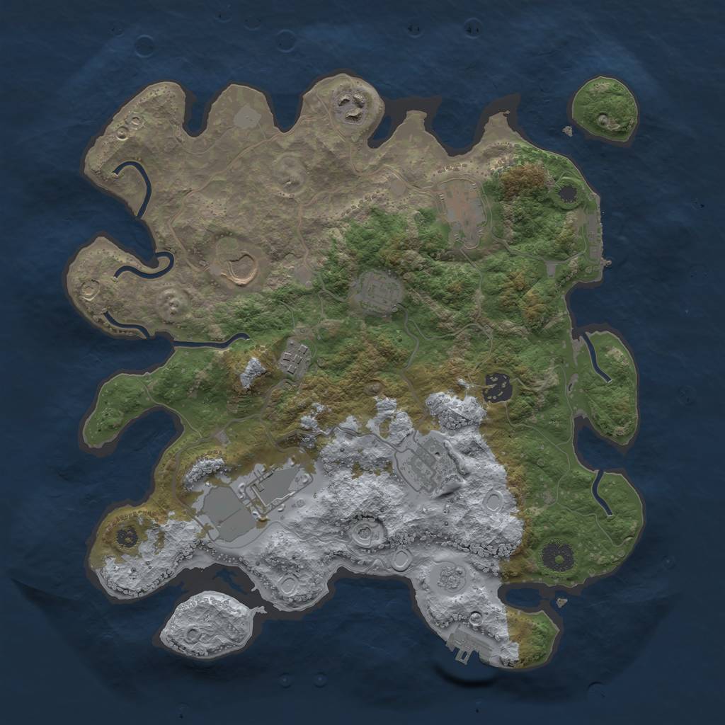 Rust Map: Procedural Map, Size: 3500, Seed: 1764365783, 17 Monuments