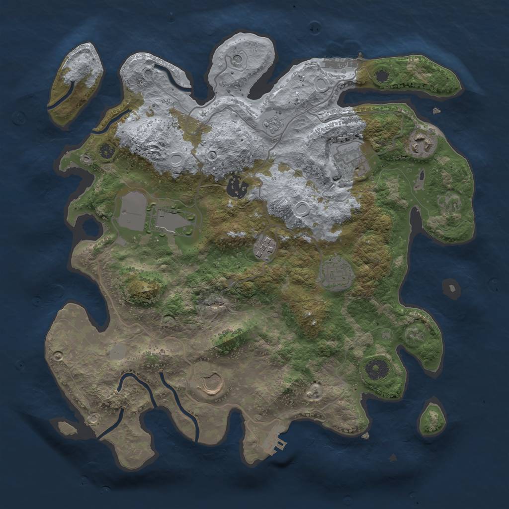 Rust Map: Procedural Map, Size: 3500, Seed: 564810839, 16 Monuments