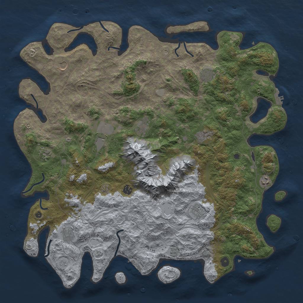 Rust Map: Procedural Map, Size: 5000, Seed: 2075134689, 20 Monuments