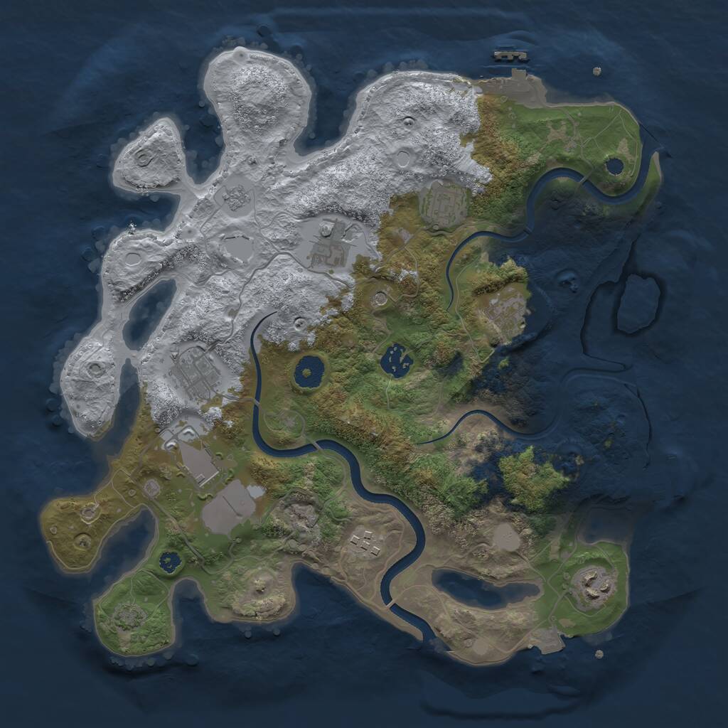 Rust Map: Procedural Map, Size: 3500, Seed: 1351241730, 14 Monuments