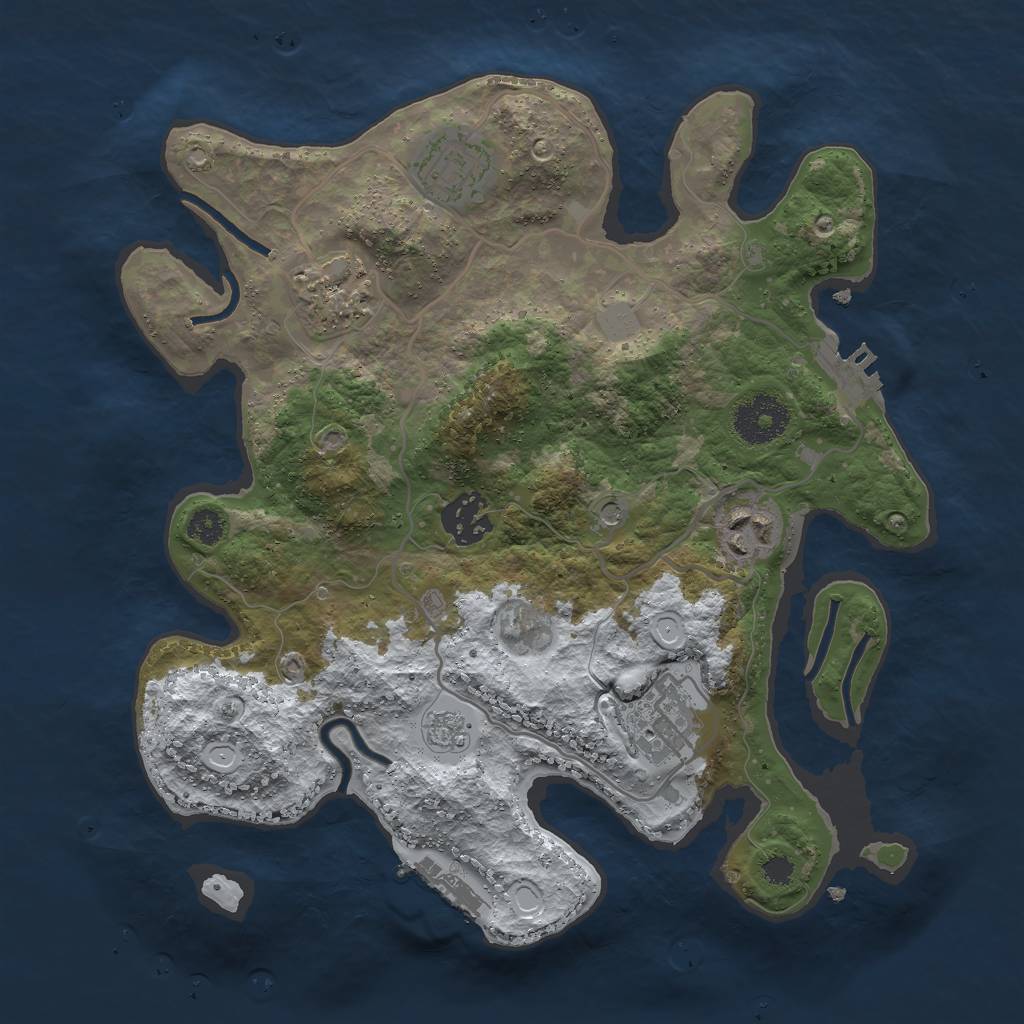 Rust Map: Procedural Map, Size: 3000, Seed: 1754973890, 14 Monuments