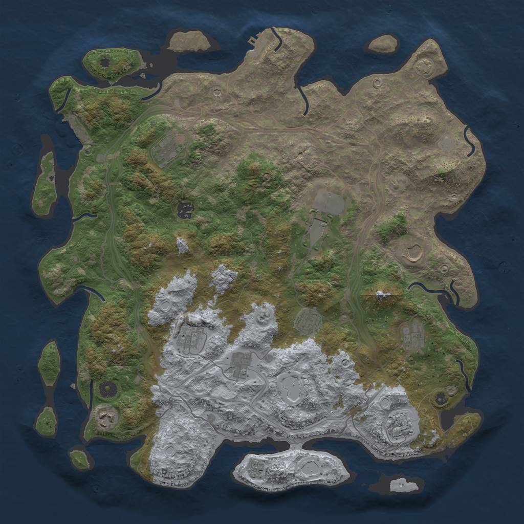 Rust Map: Procedural Map, Size: 4500, Seed: 551093682, 18 Monuments