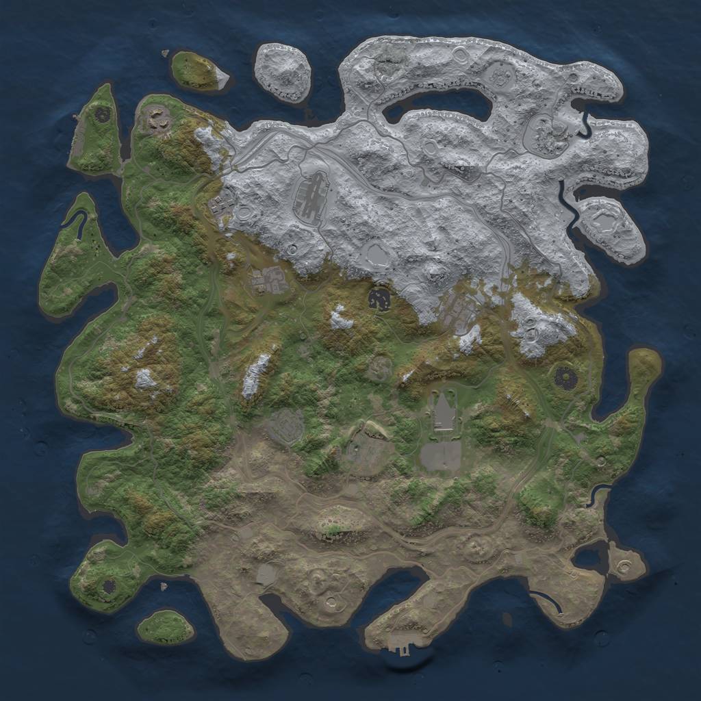 Rust Map: Procedural Map, Size: 4500, Seed: 2435629, 17 Monuments