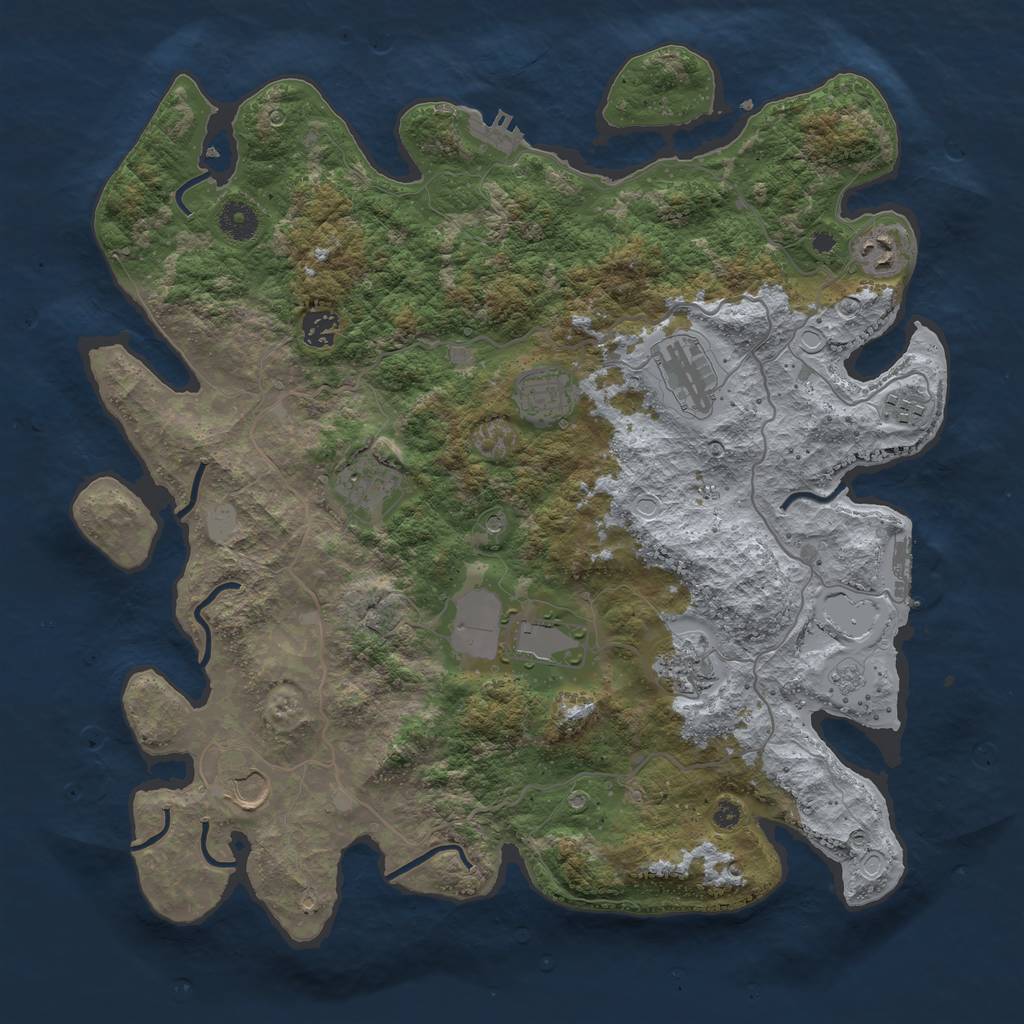 Rust Map: Procedural Map, Size: 4000, Seed: 719749980, 18 Monuments