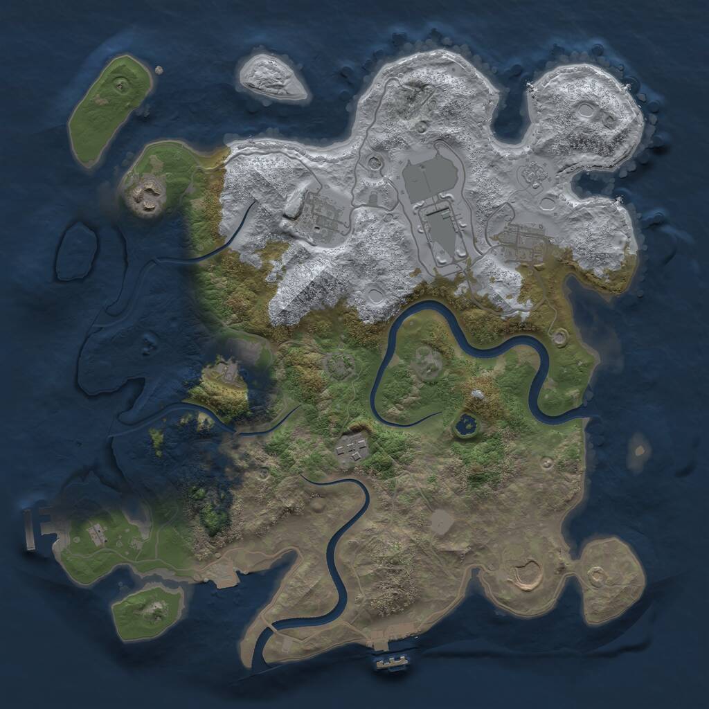 Rust Map: Procedural Map, Size: 3500, Seed: 1556443486, 13 Monuments