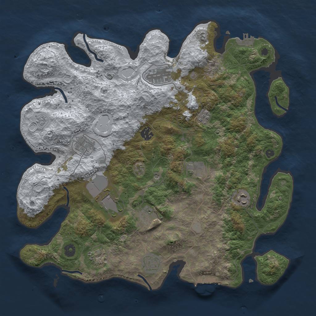 Rust Map: Procedural Map, Size: 3800, Seed: 259, 19 Monuments