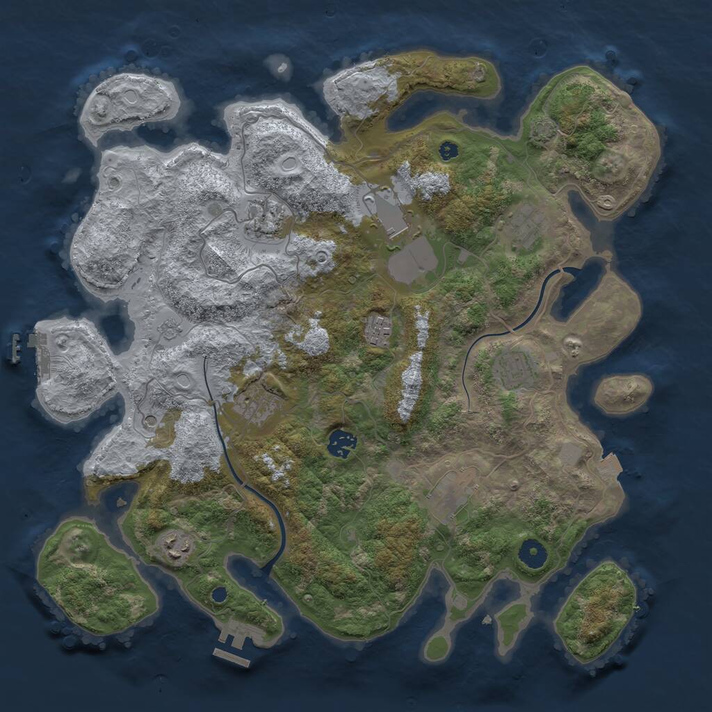 Rust Map: Procedural Map, Size: 3800, Seed: 955266880, 15 Monuments