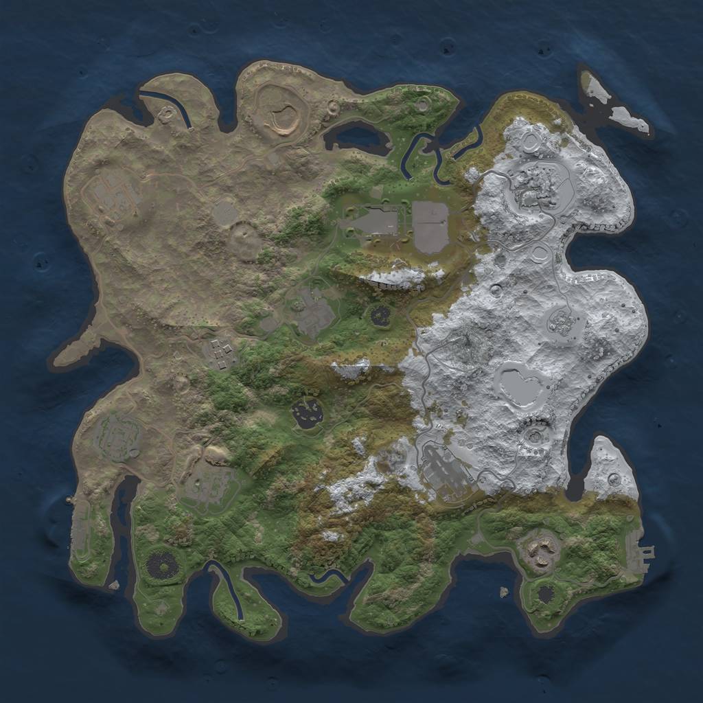 Rust Map: Procedural Map, Size: 3500, Seed: 1827426732, 20 Monuments
