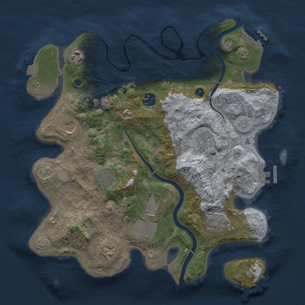 Rust Map: Procedural Map, Size: 3500, Seed: 1742873584, 15 Monuments