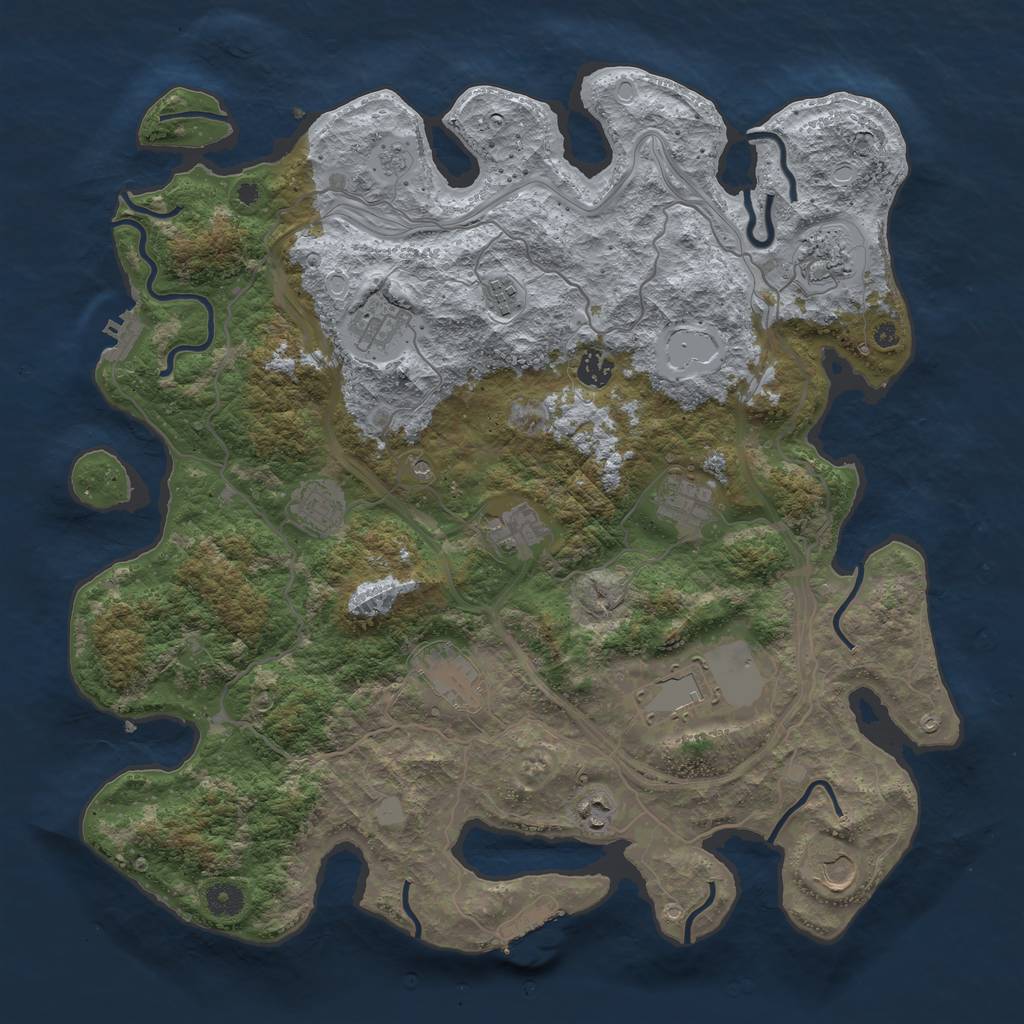 Rust Map: Procedural Map, Size: 4250, Seed: 58, 20 Monuments