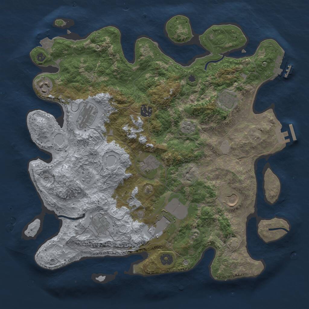 Rust Map: Procedural Map, Size: 3700, Seed: 1571597427, 15 Monuments