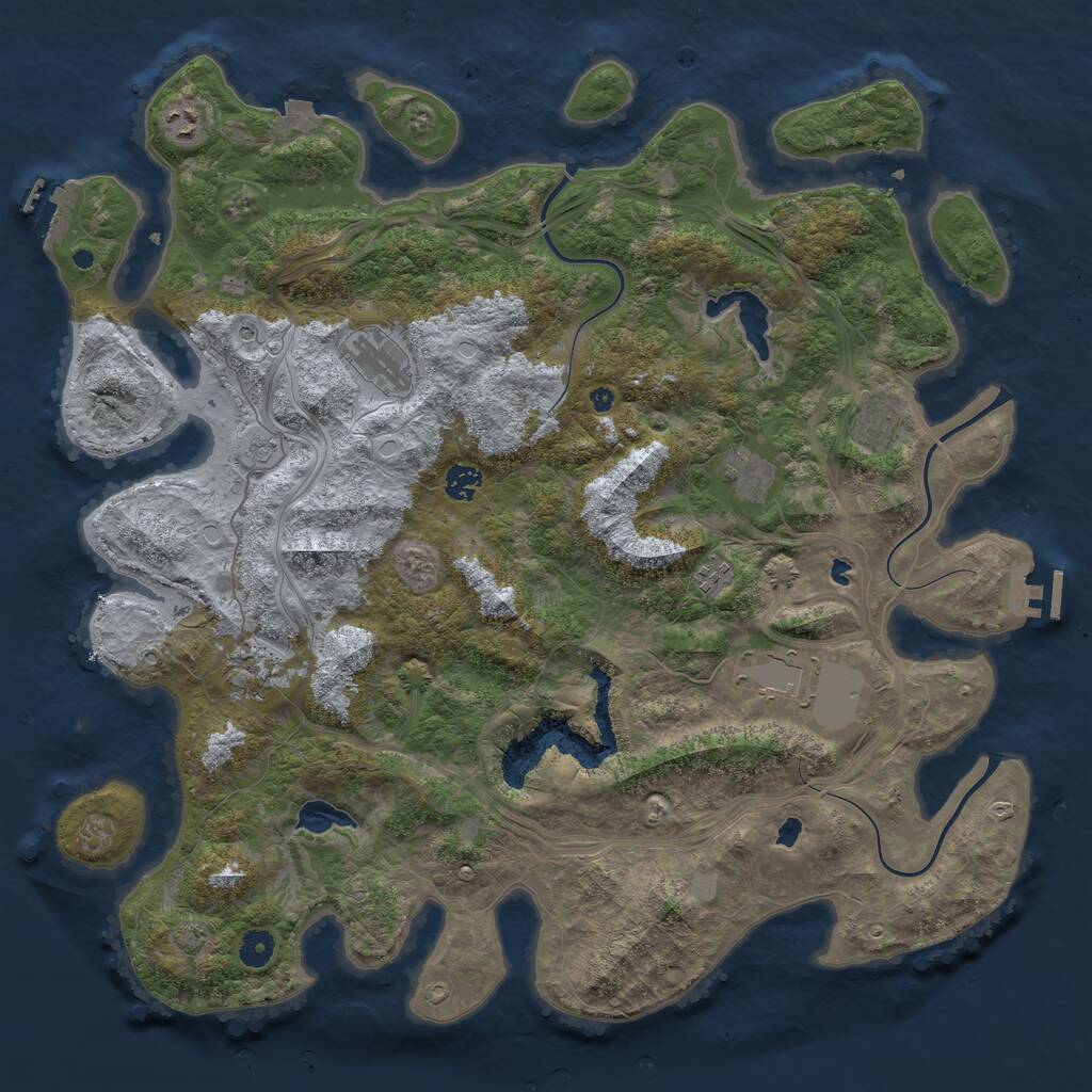 Rust Map: Procedural Map, Size: 4500, Seed: 53535, 14 Monuments